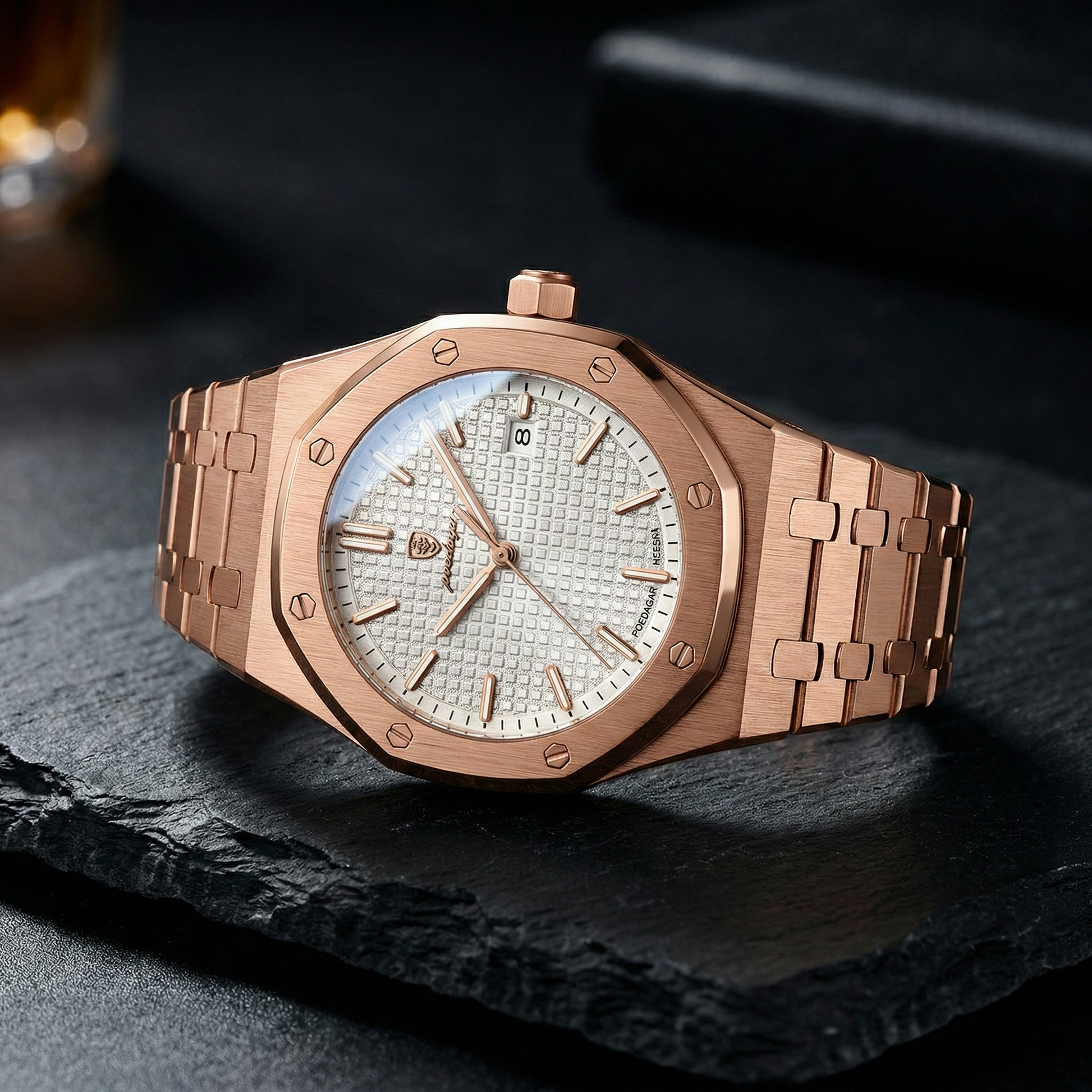 Reloj de lujo ejecutivo - tono rose gold y blanco