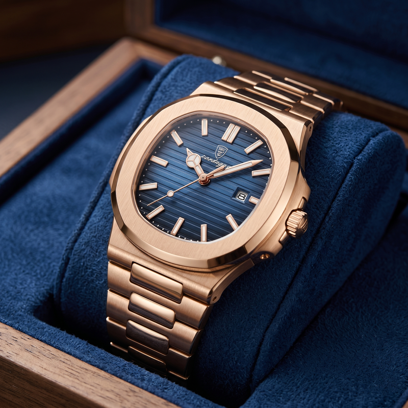 Reloj de lujo minimalista - tono azul y rose gold