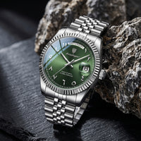 Reloj de lujo premium - tono acero y verde arabic - Rolex daydate inspired