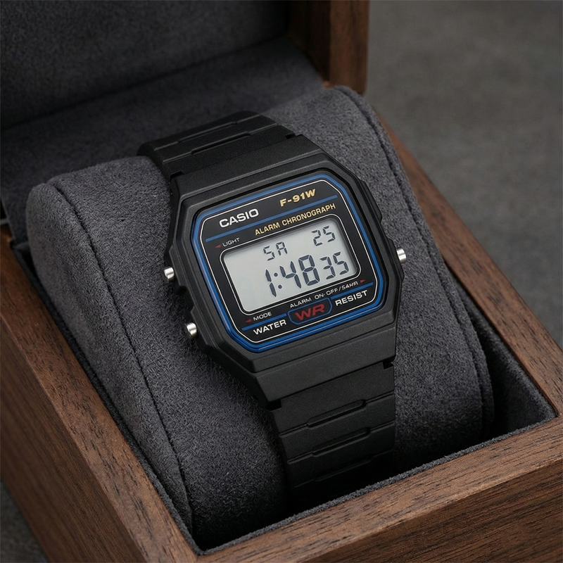 Reloj de lujo digital - Tono negro CASIO F91W-1