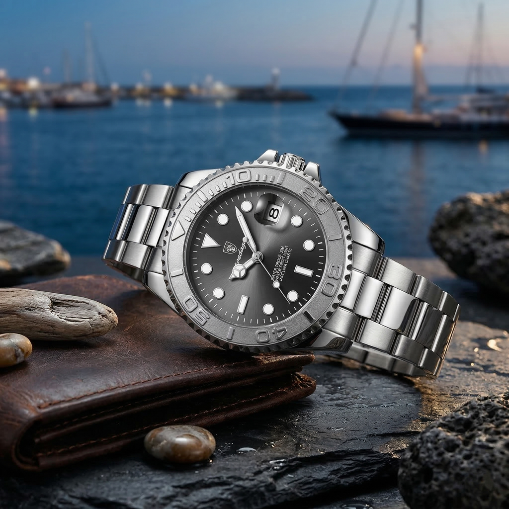 Reloj de lujo premium - tono acero y negro