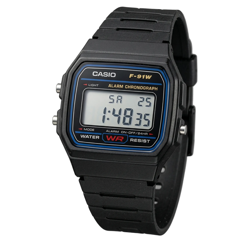Reloj de lujo digital - Tono negro CASIO F91W-1