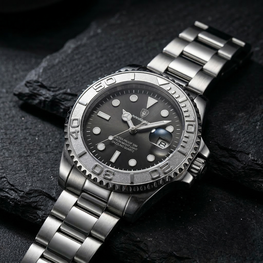 Reloj de lujo premium - tono acero y negro