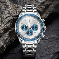 Reloj de lujo cronografo - Tono acero y azul - lunar pílot inspired