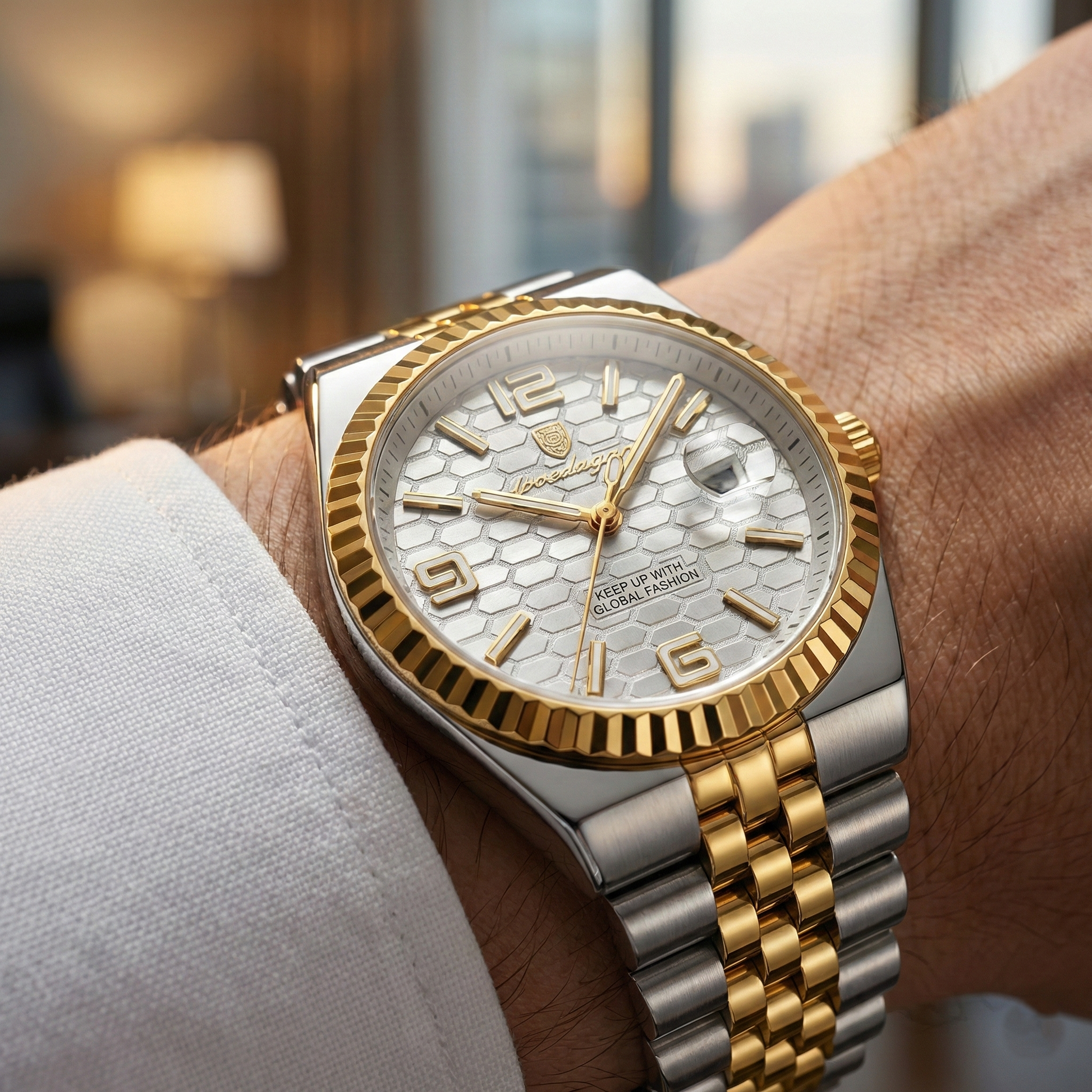 Reloj premiun ejecutivo - Tono acero oro y blanco