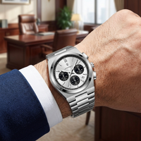 Reloj ejecutivo cronografo - tono negro y acero panda