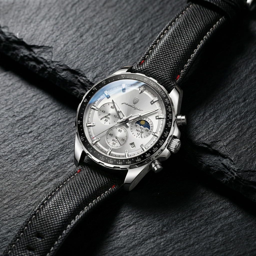 Reloj de lujo deportivo cronografo - Tono acero y negro