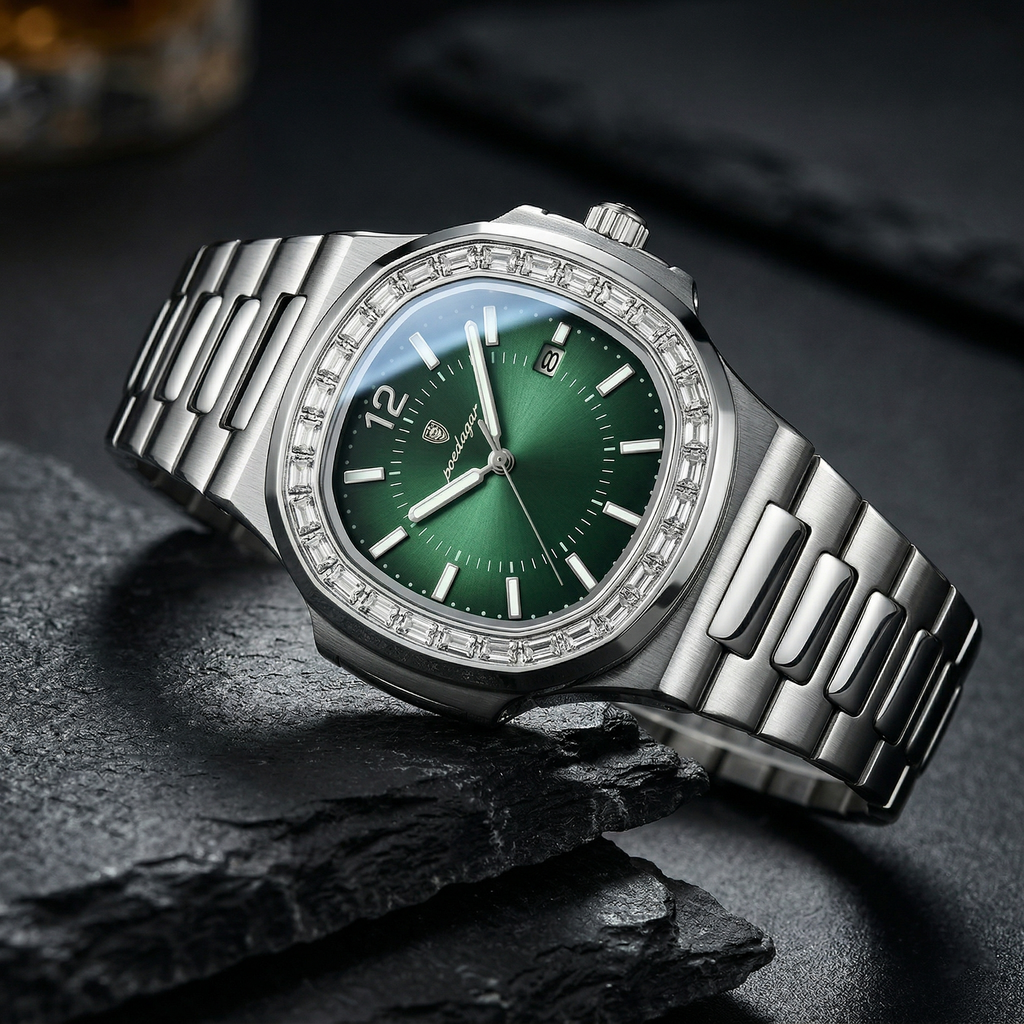 Reloj de lujo premiun - tono acero y verde
