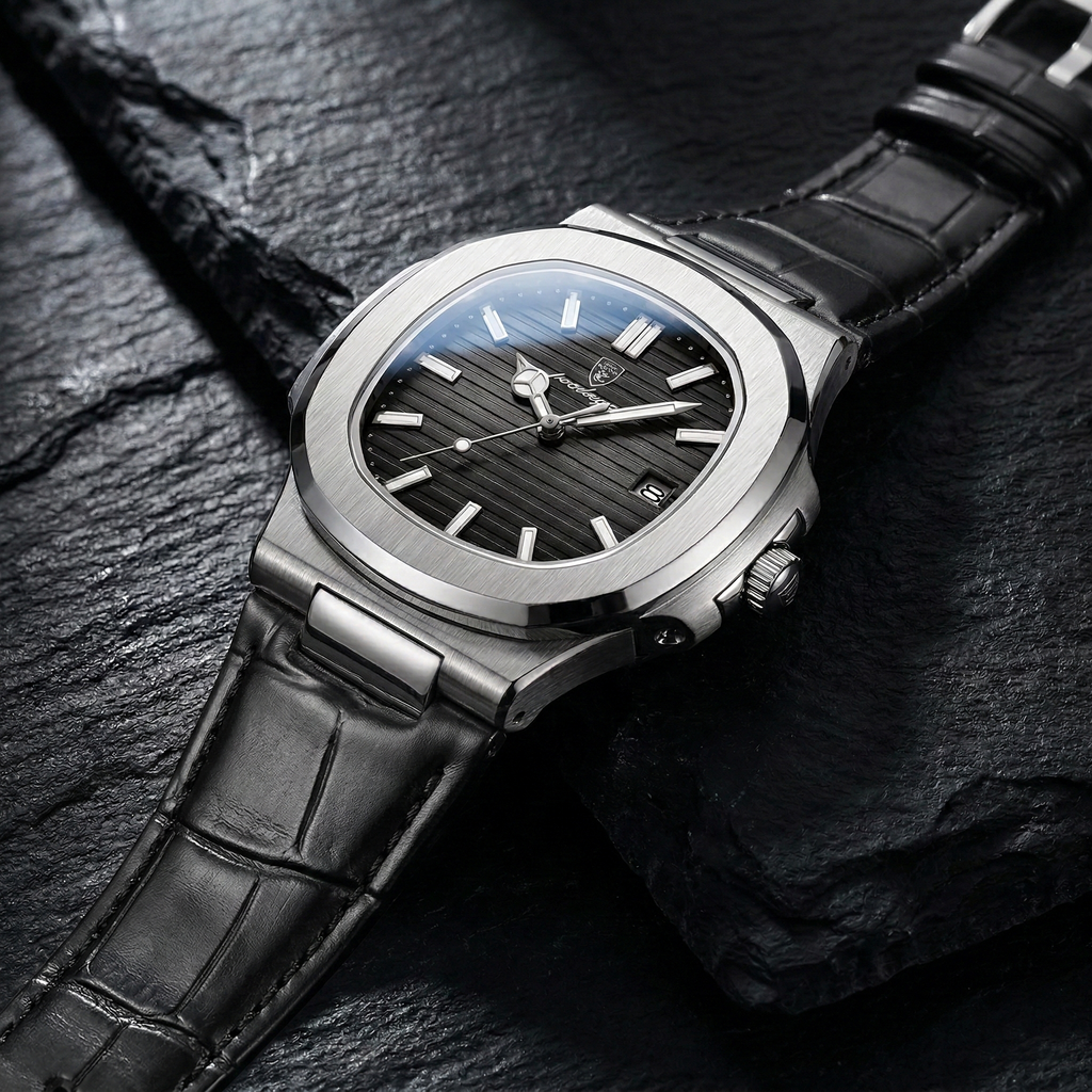 Reloj de lujo minimalista – Tono Negro y cuero