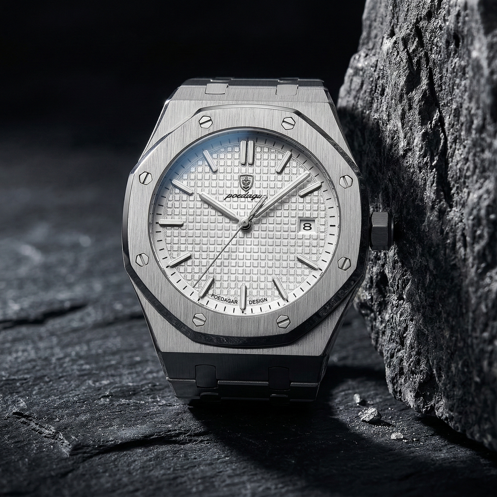 Reloj de lujo ejecutivo - tono acero y blanco