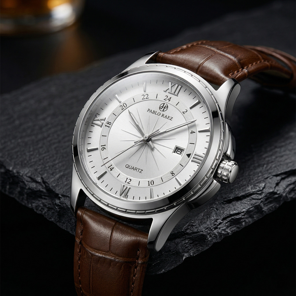 Reloj casual elegante - Tono cafe y blanco