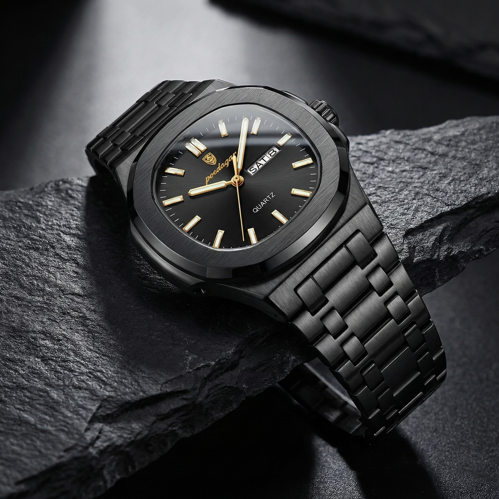 Reloj de lujo minimalista - tono negro total