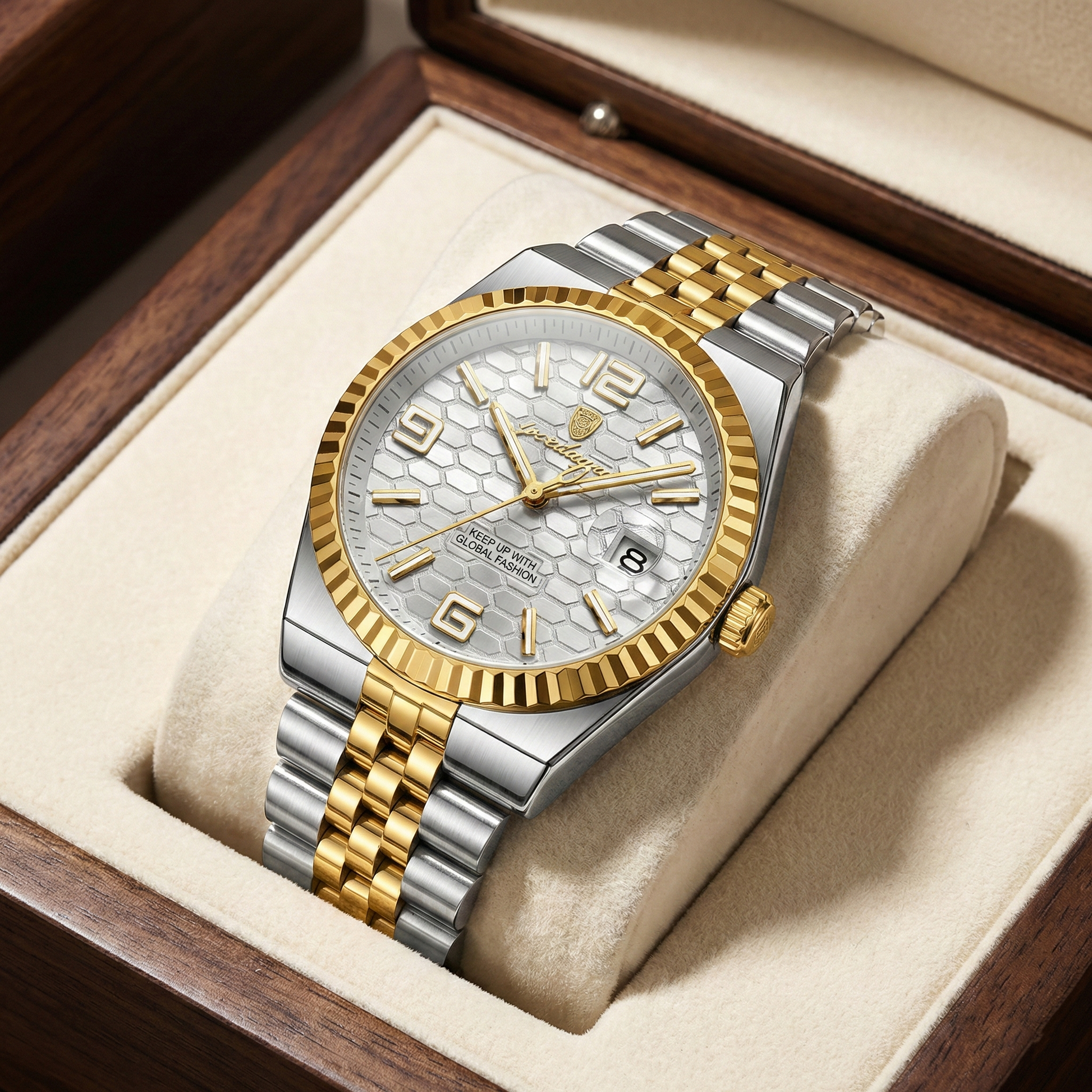 Reloj premiun ejecutivo - Tono acero oro y blanco