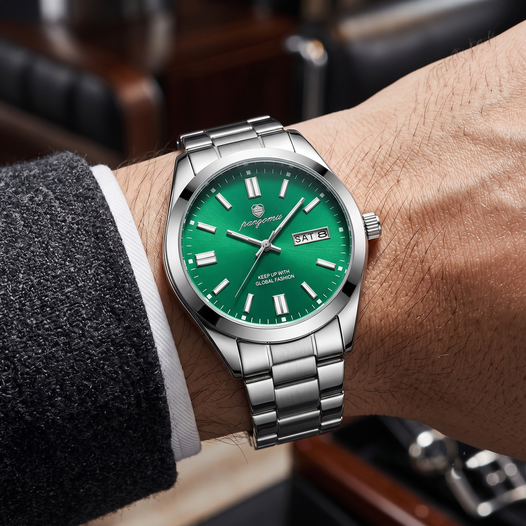 Reloj de lujo - Tono acero y verde