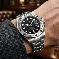 Reloj de lujo premiun - tono acero y negro explorer