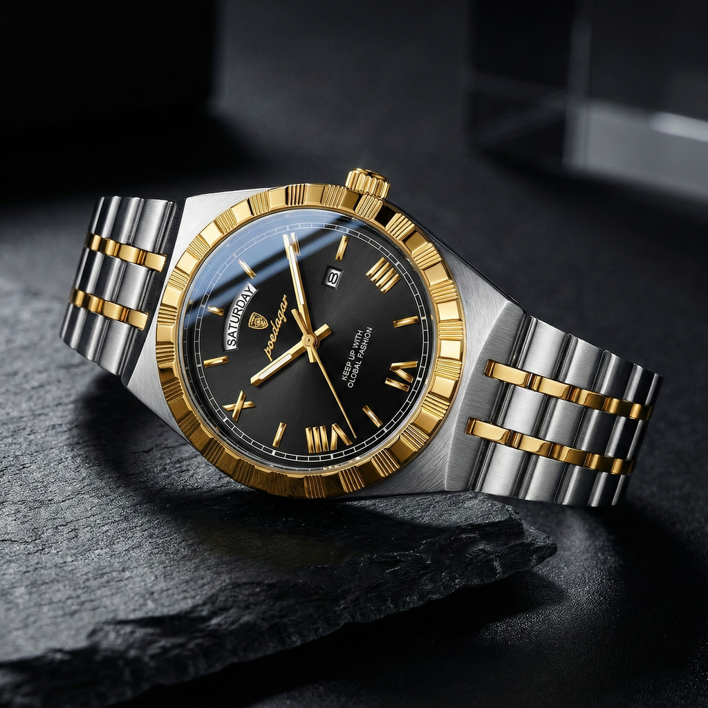 Reloj de lujo premium - tono oro y negro