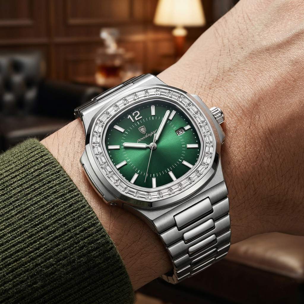 Reloj de lujo premiun - tono acero y verde