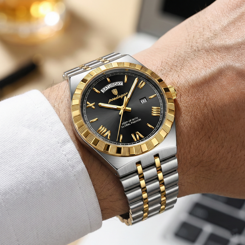 Reloj de lujo premium - tono oro y negro