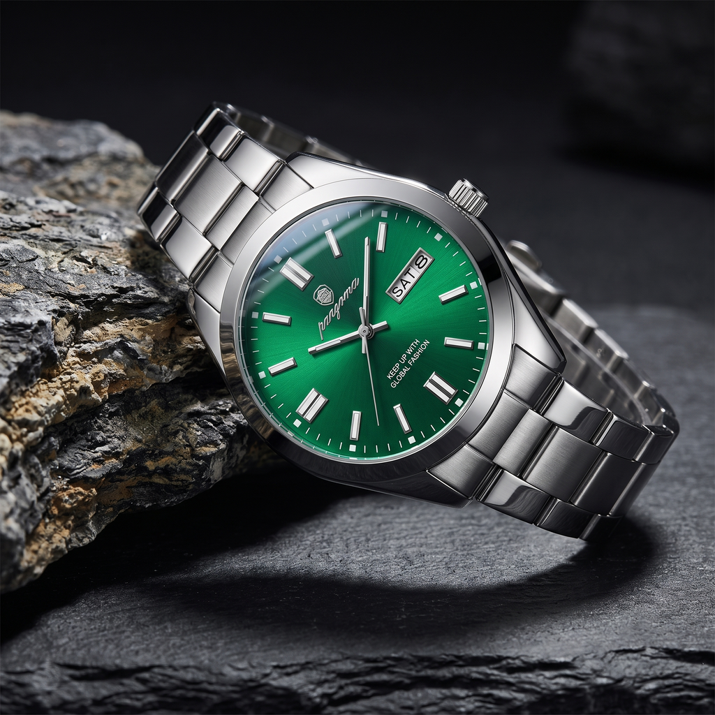 Reloj de lujo - Tono acero y verde