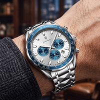 Reloj de lujo cronografo - Tono acero y azul - lunar pílot inspired