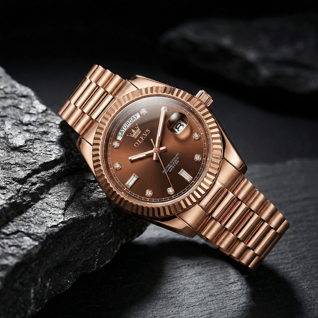 Reloj de lujo - Tono rosegold chocolate - daydate inspired