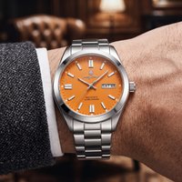 Reloj de lujo - Tono acero y naranja