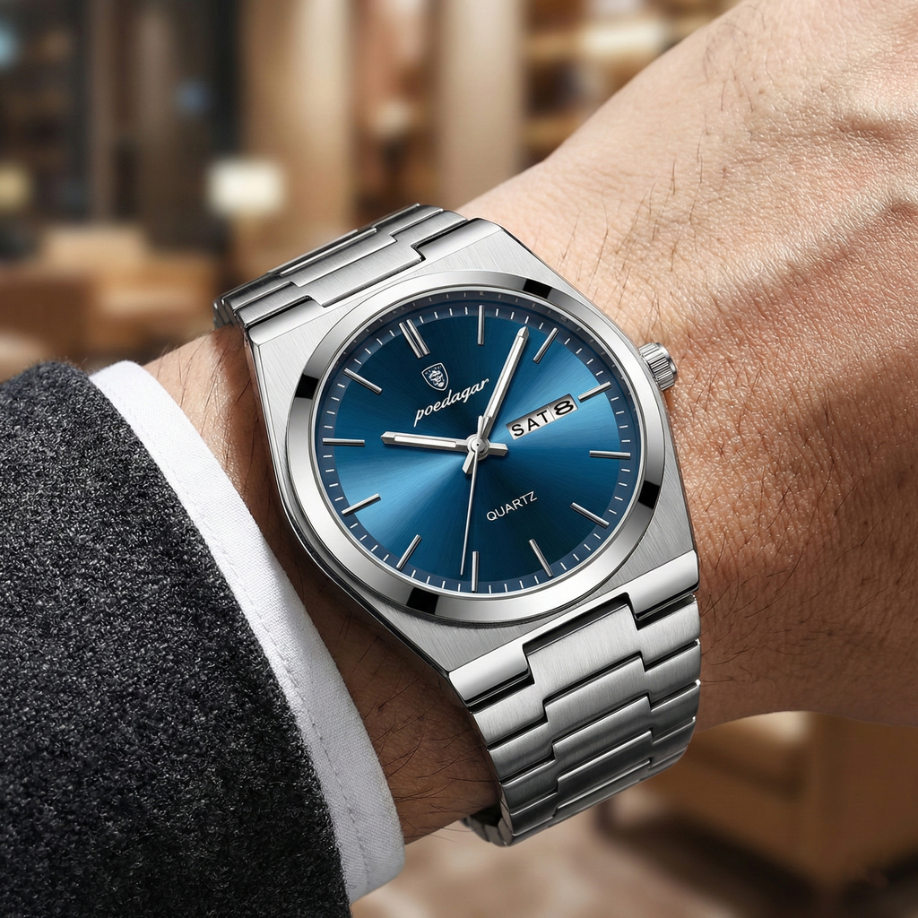 Reloj de lujo ejecutivo - tono azul y acero