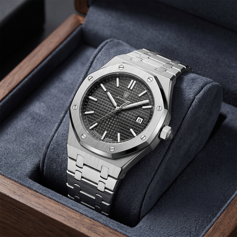 Reloj de lujo ejecutivo - tono acero y negro