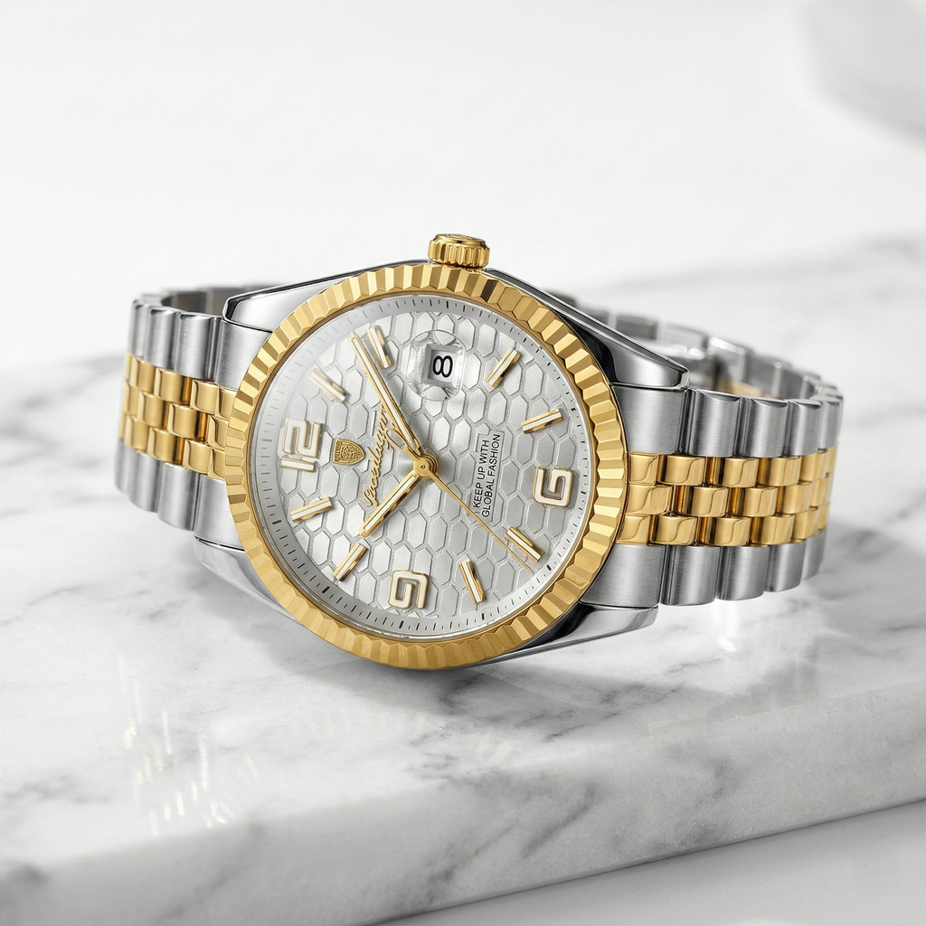 Reloj premiun ejecutivo - Tono acero oro y blanco