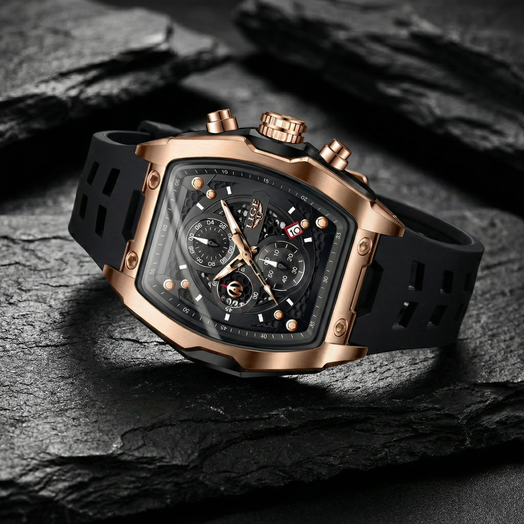 Reloj depotivo premiun  - tono negro y rose gold - richard mille inspired