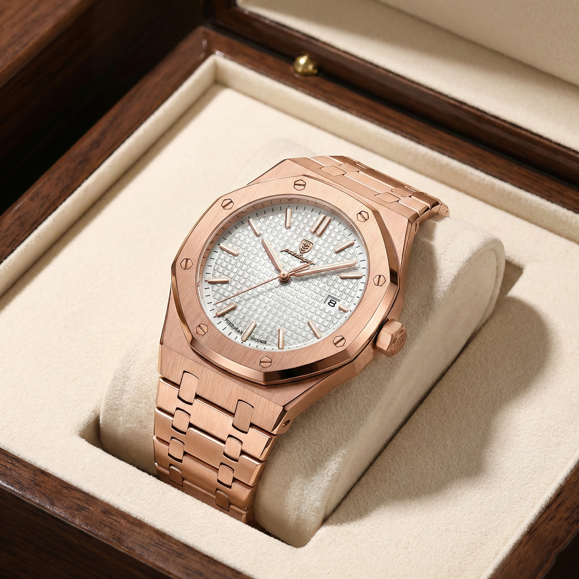 Reloj de lujo ejecutivo - tono rose gold y blanco