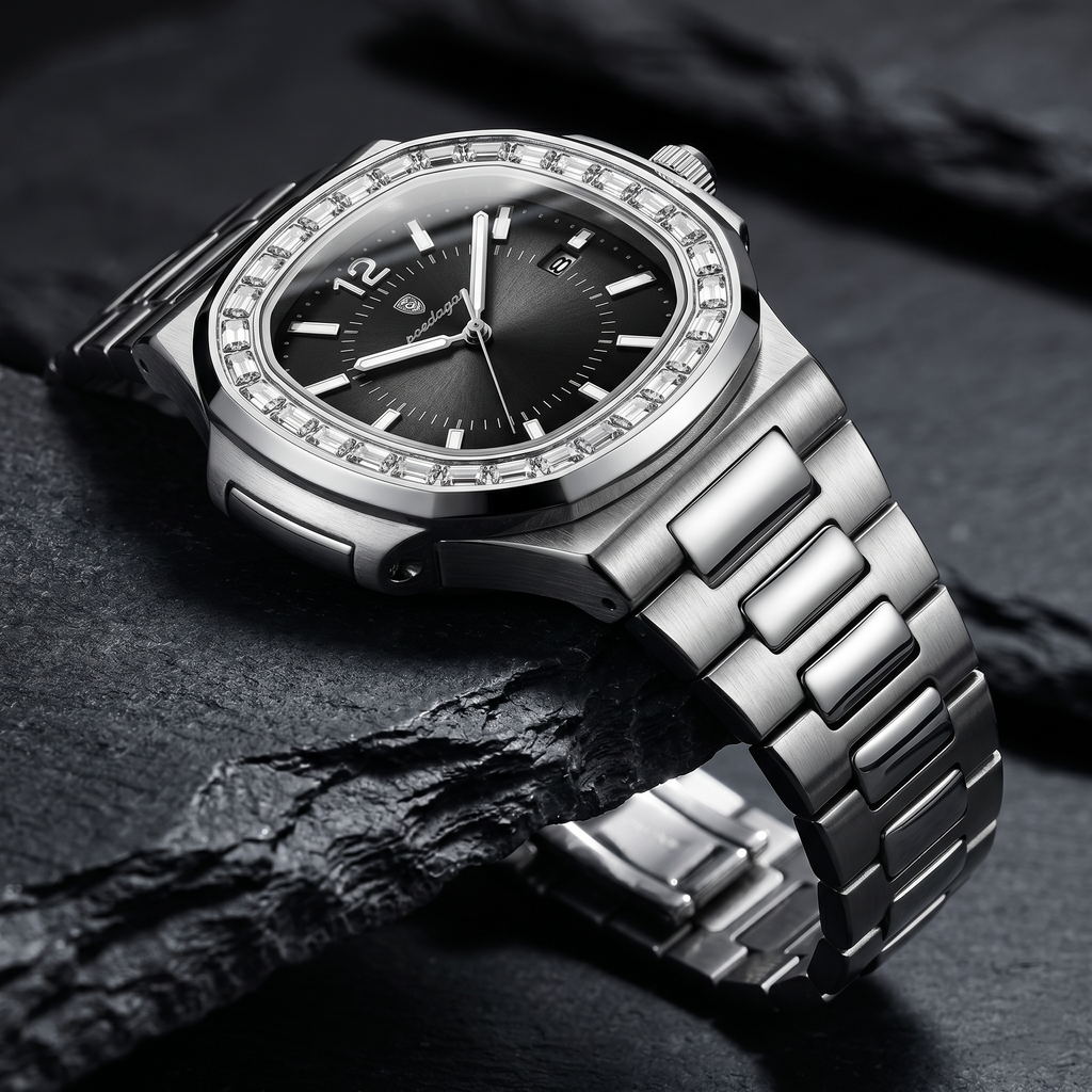 Reloj de lujo premiun - tono acero y negro