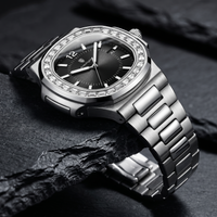 Reloj de lujo premiun - tono acero y negro