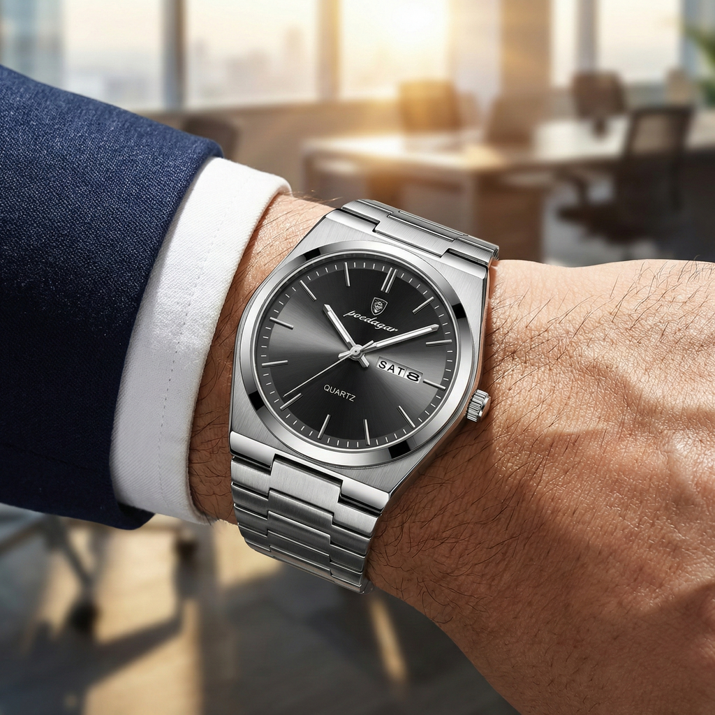 Reloj de lujo ejecutivo - tono negro y acero