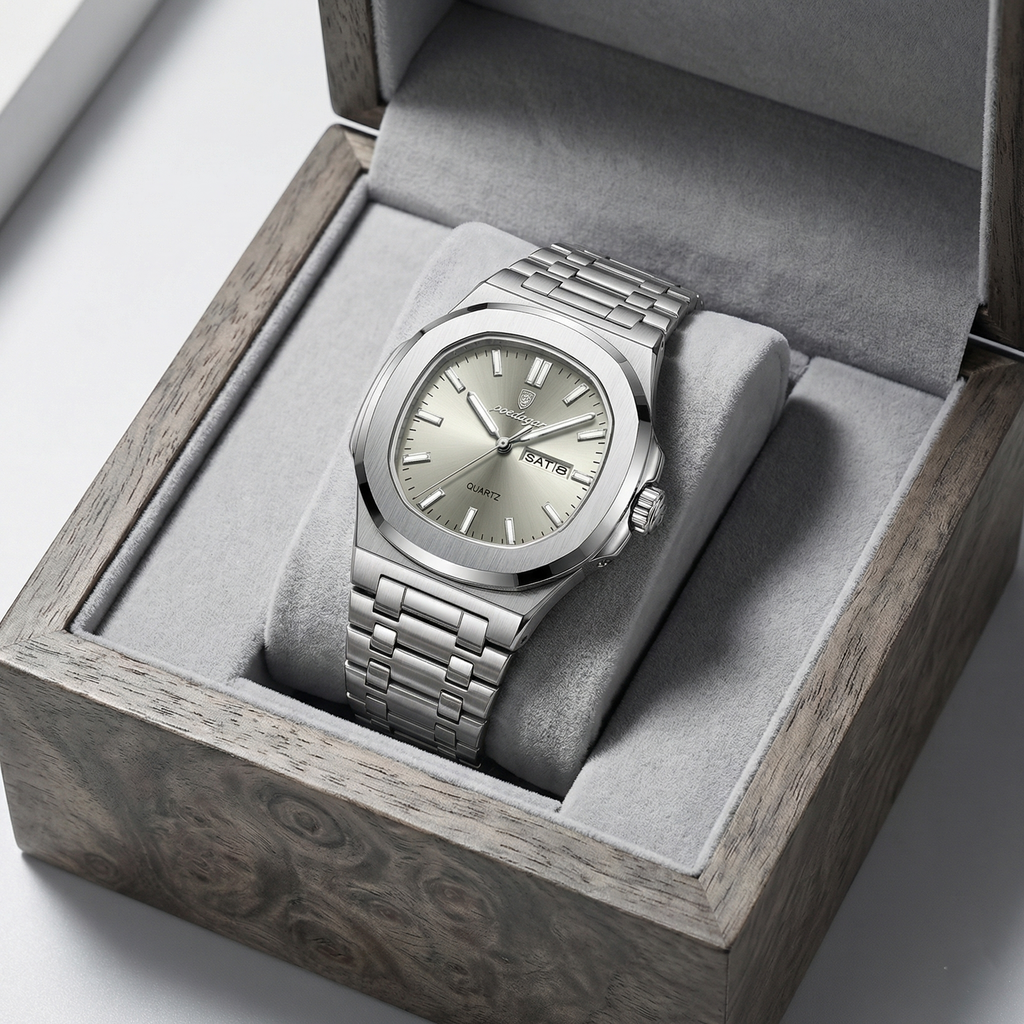 Reloj de lujo minimalista - tono gris y acero