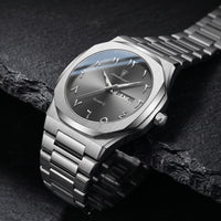 Reloj de lujo arabe - acero y gris