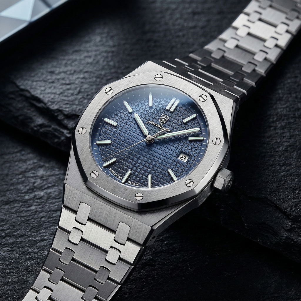 Reloj de lujo ejecutivo - tono acero y azul oceano – oak inspired
