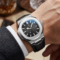 Reloj de lujo minimalista – Tono Negro y cuero