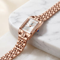 Reloj de lujo para dama - Tono rosegold y blanco