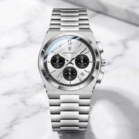 Reloj ejecutivo cronografo - tono negro y acero panda