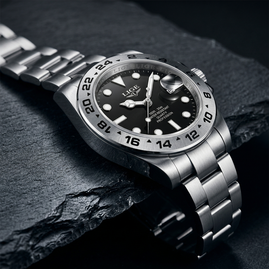 Reloj de lujo premiun - tono acero y negro explorer