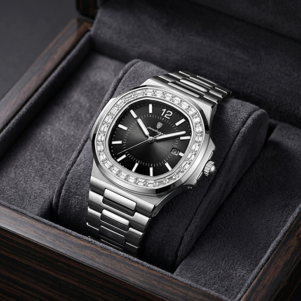 Reloj de lujo premiun - tono acero y negro