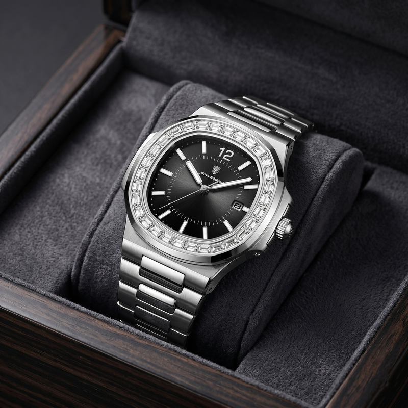 Reloj de lujo premiun - tono acero y negro