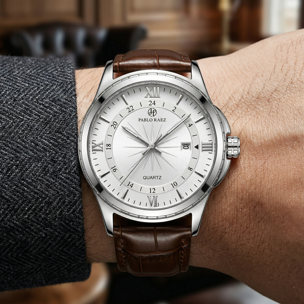 Reloj casual elegante - Tono cafe y blanco