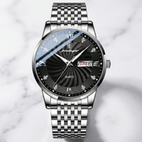 Reloj elegante cocktail - tono acero y negro