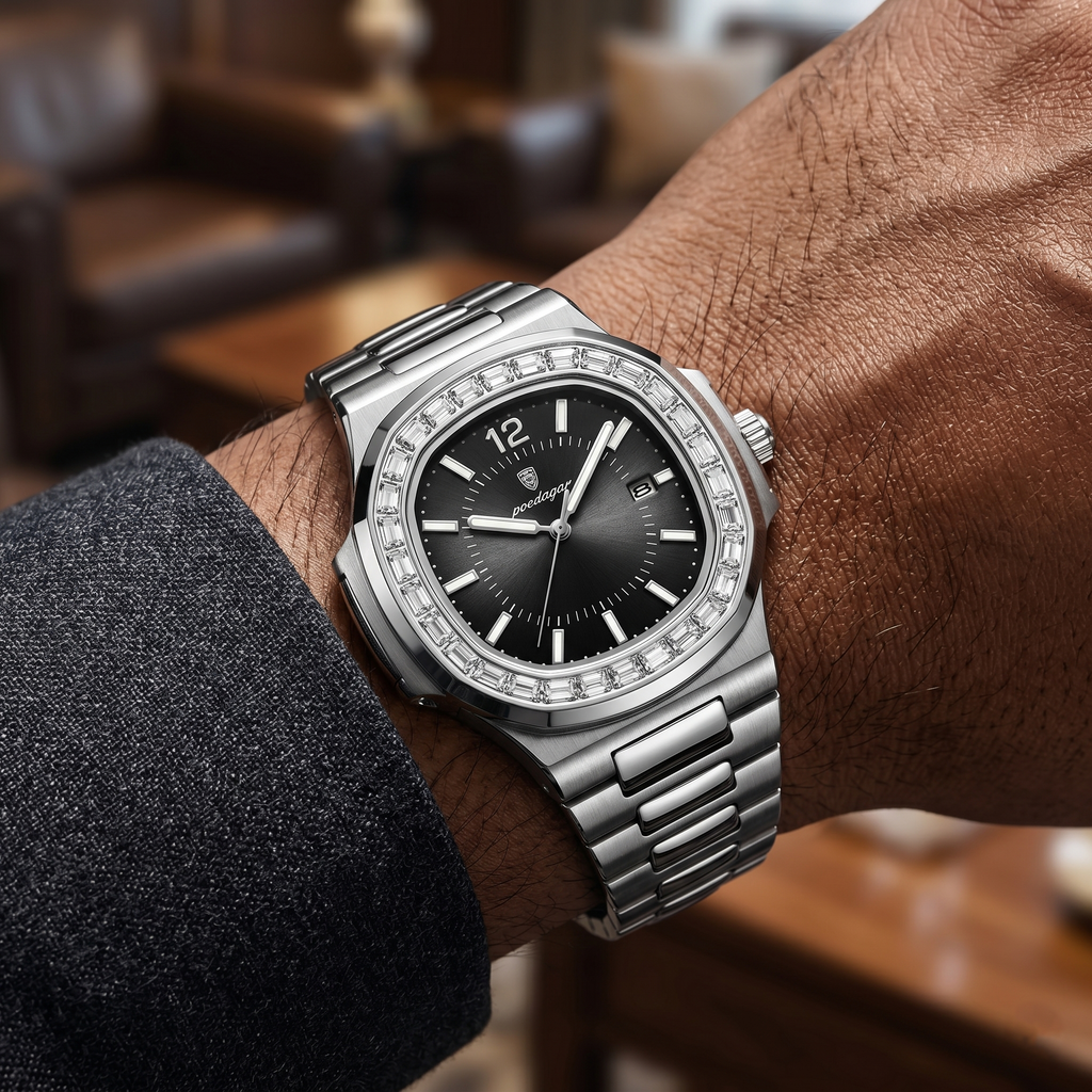 Reloj de lujo premiun - tono acero y negro