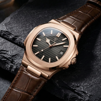 Reloj de lujo minimalista – Tono Negro y cafe - nautilus inspired