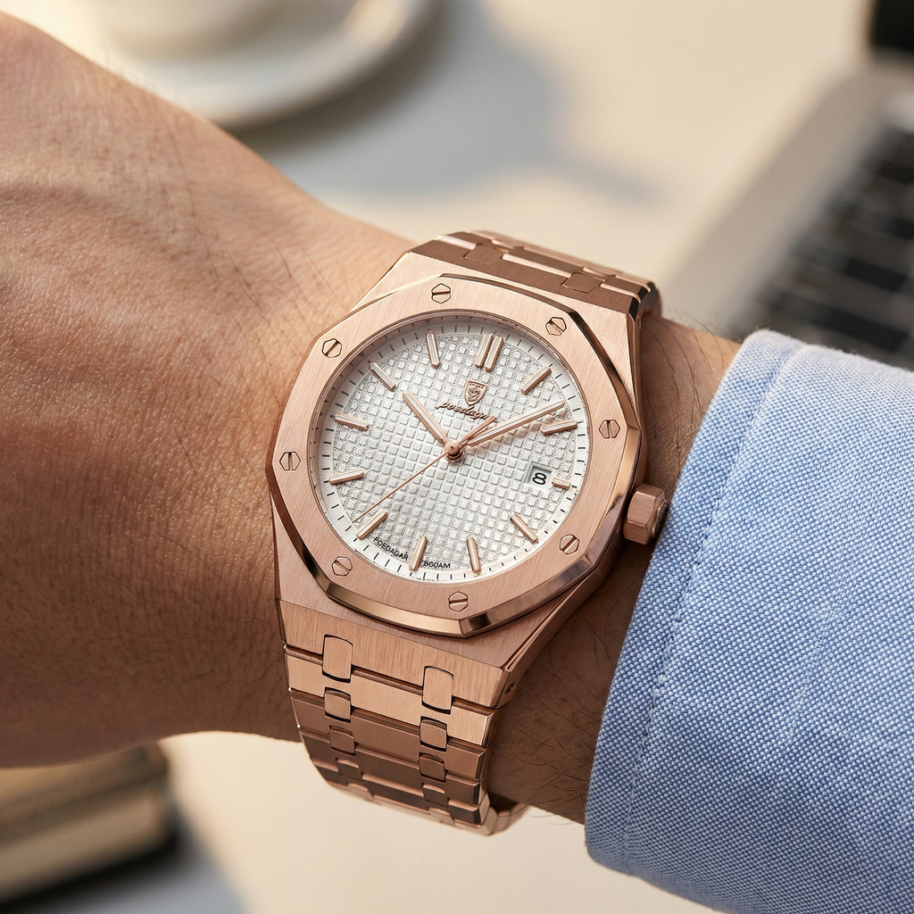 Reloj de lujo ejecutivo - tono rose gold y blanco