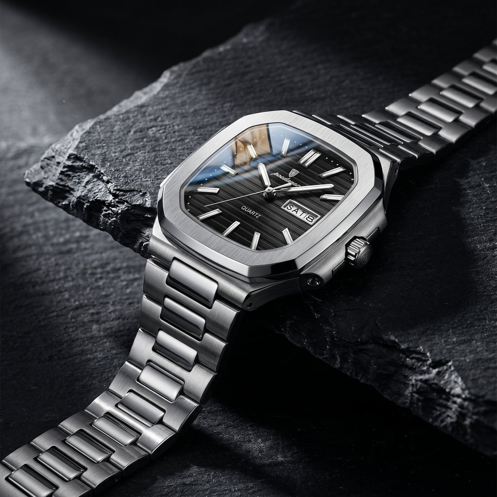 Reloj de lujo - Tono acero y negro cubitus