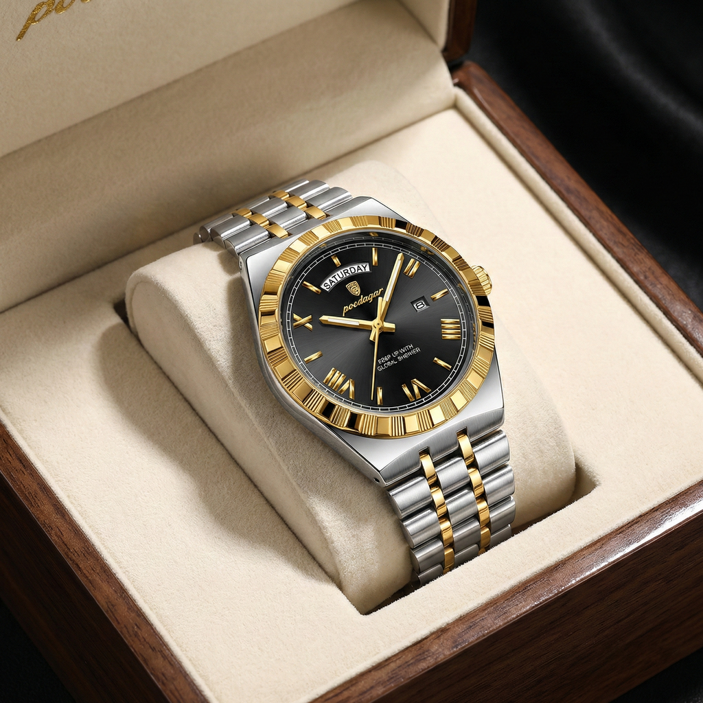 Reloj de lujo premium - tono oro y negro